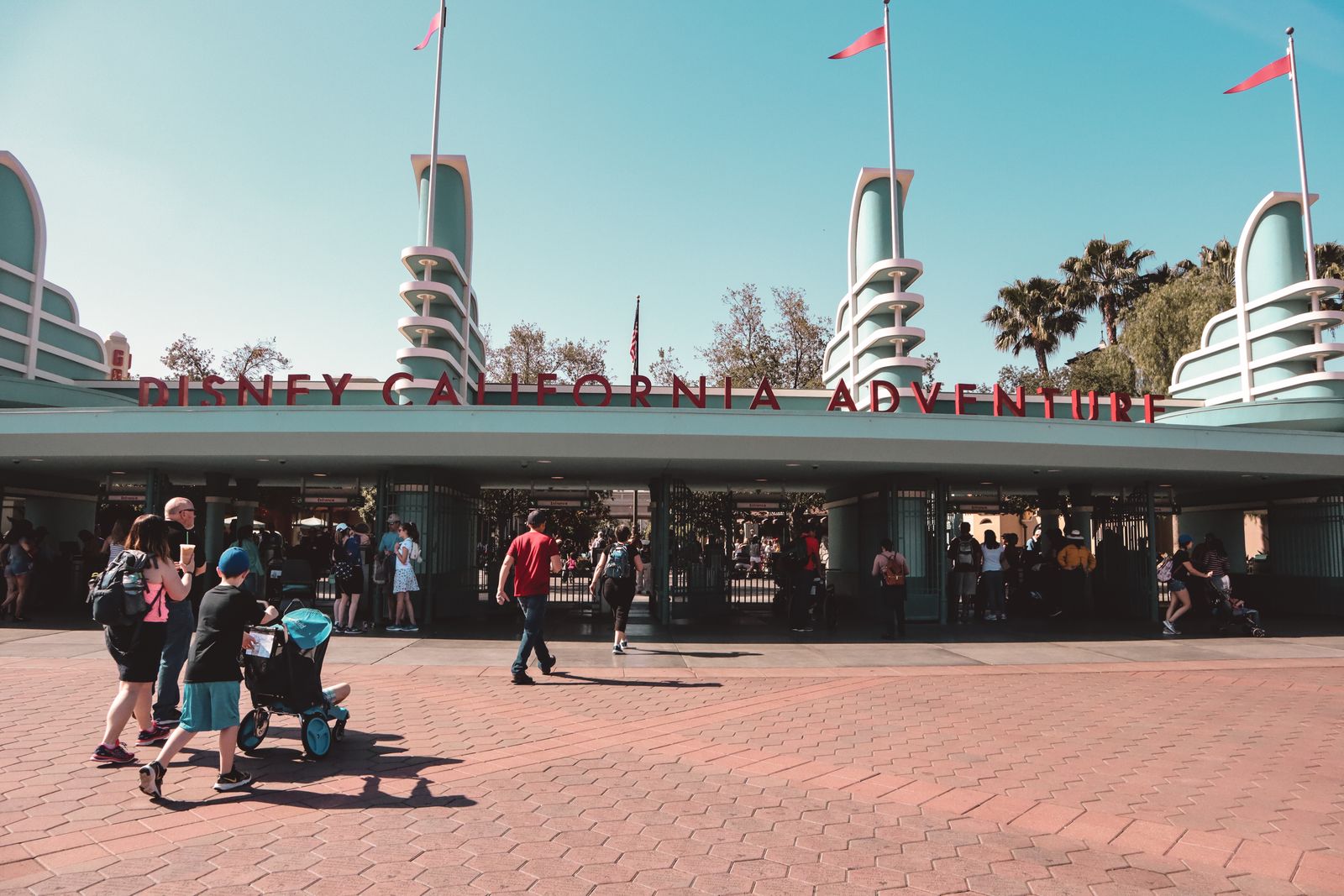 Entrance gates to Disney California Adventure Park in Anaheim, California