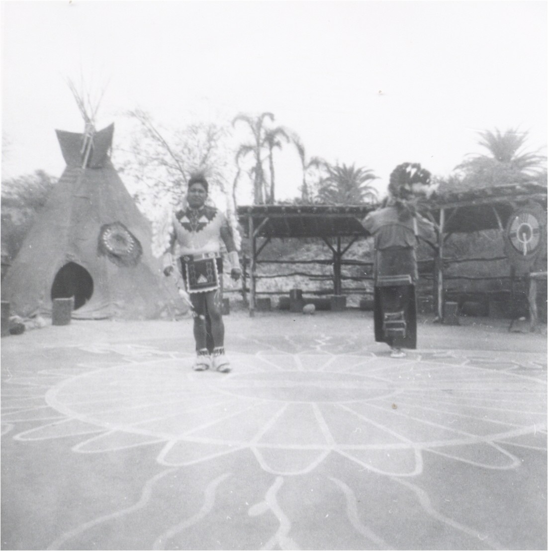 Historical Disneyland attraction then called Indian Village, photographed in August 1955
