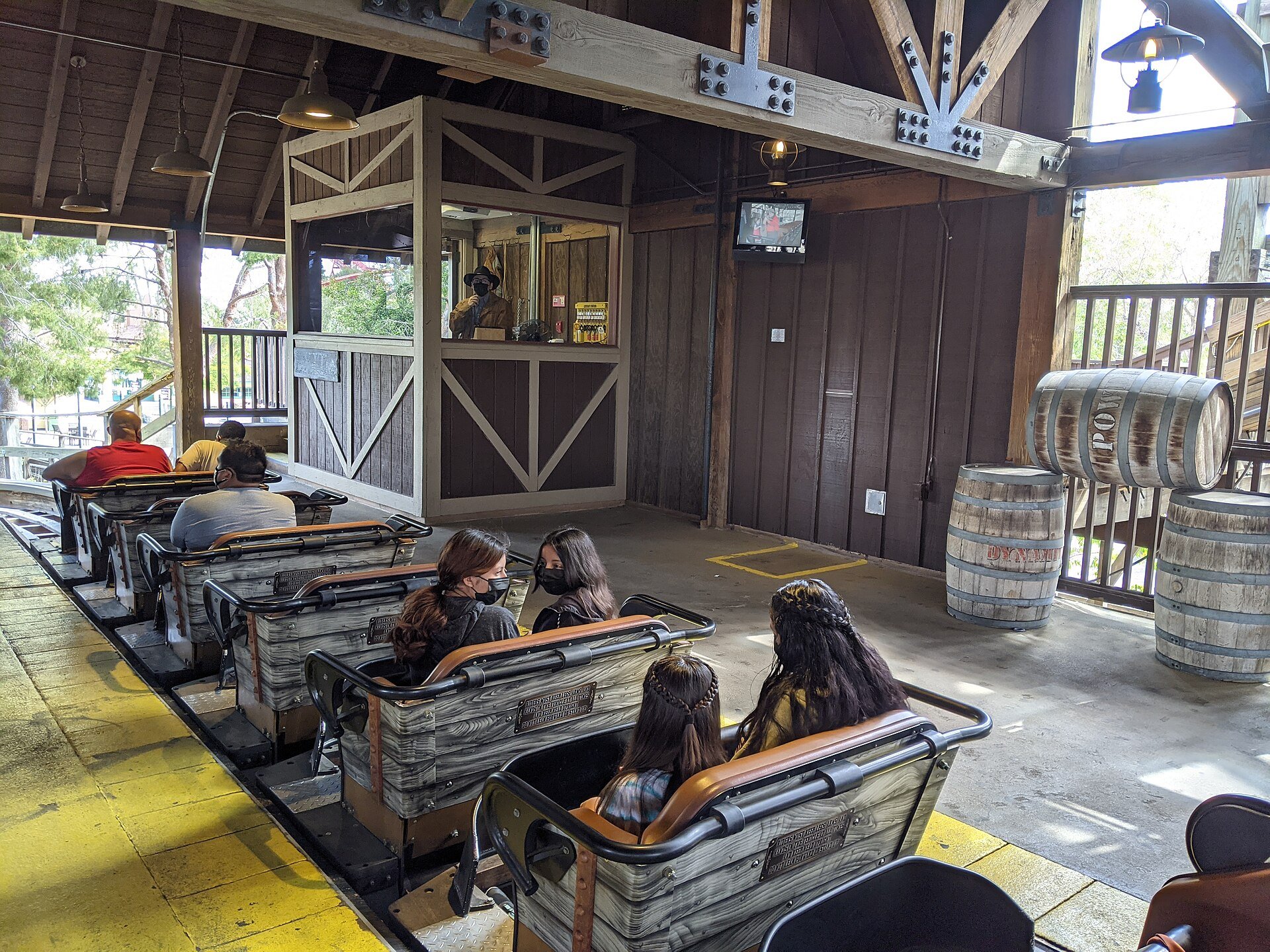 Guests boarding GhostRider at Knott's Berry Farm