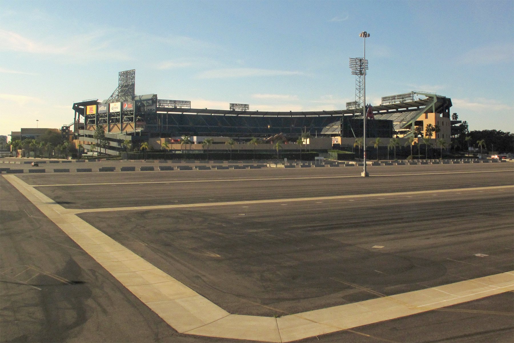 Angel Stadium and its surrounding parking area in Anaheim